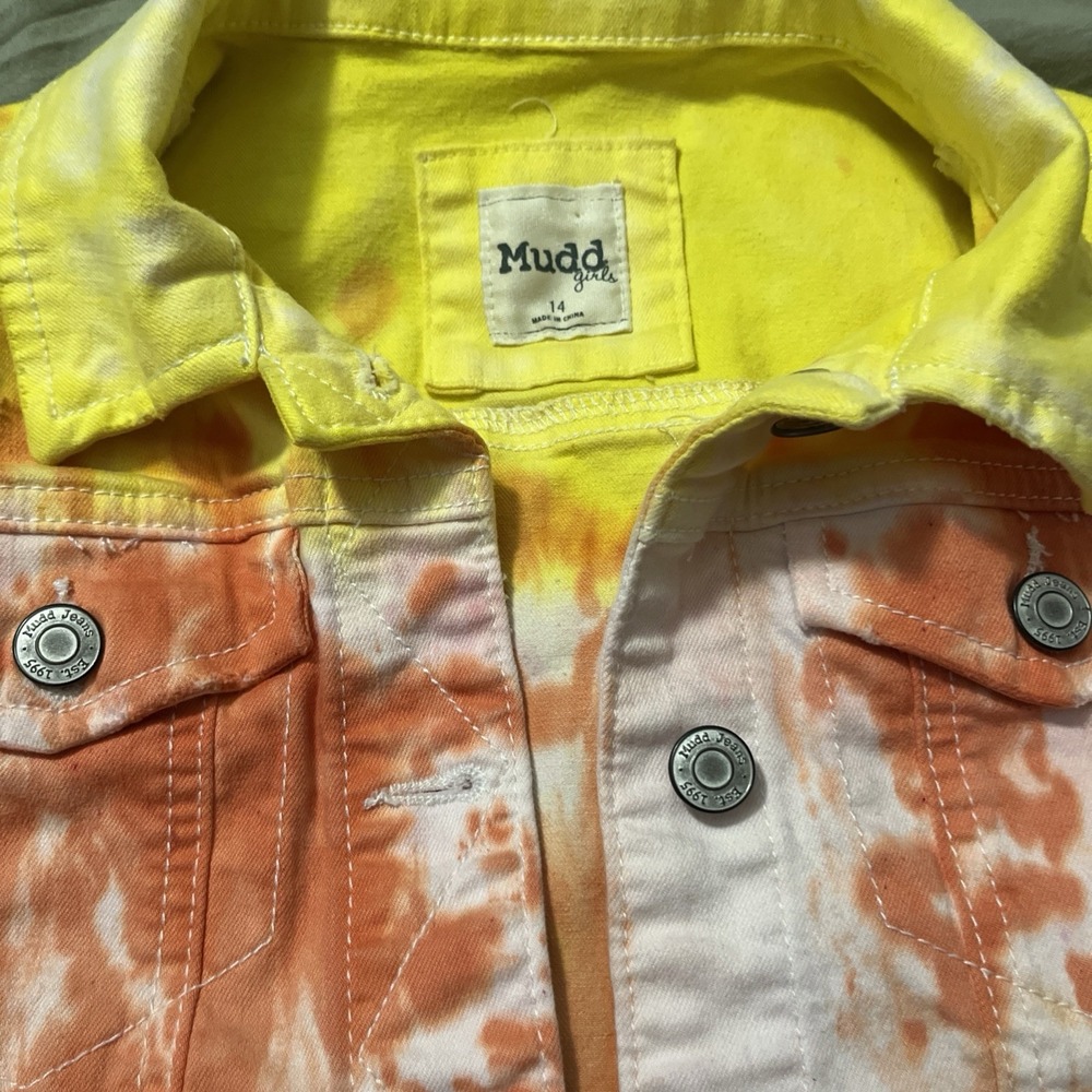 Mudd Girls White Tie-Dye Denim Jean Vest Size 14